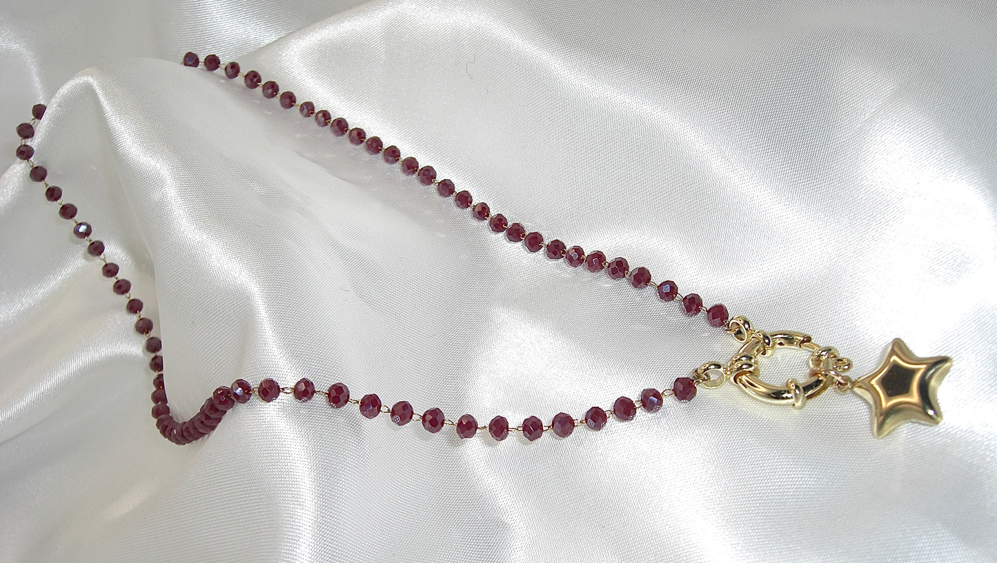 Collana rosario con stella in acciaio