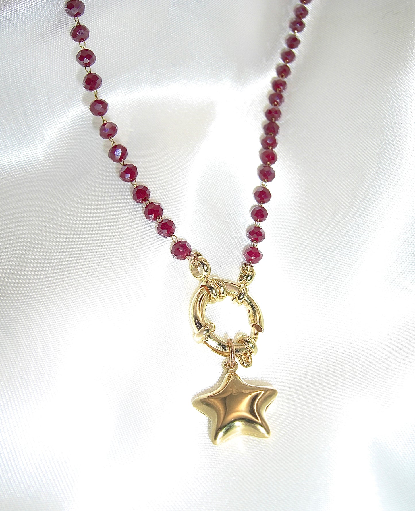 Collana rosario con stella in acciaio