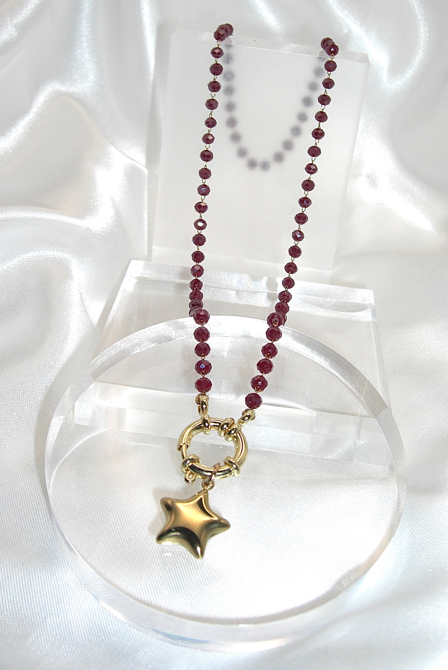 Collana rosario con stella in acciaio