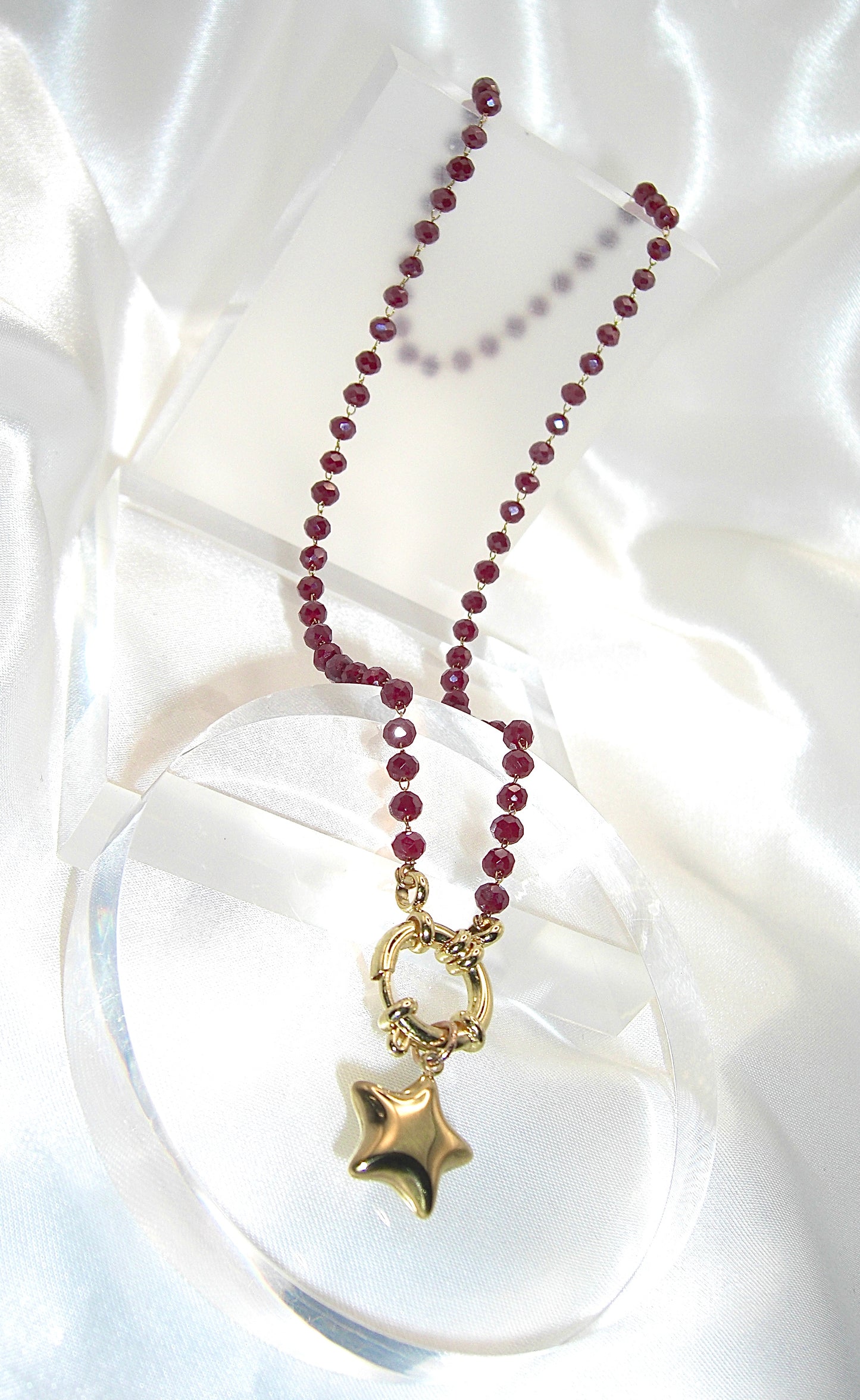 Collana rosario con stella in acciaio