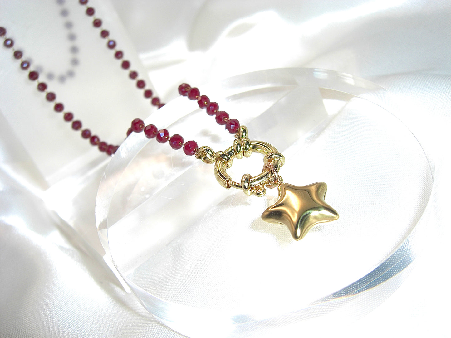 Collana rosario con stella in acciaio