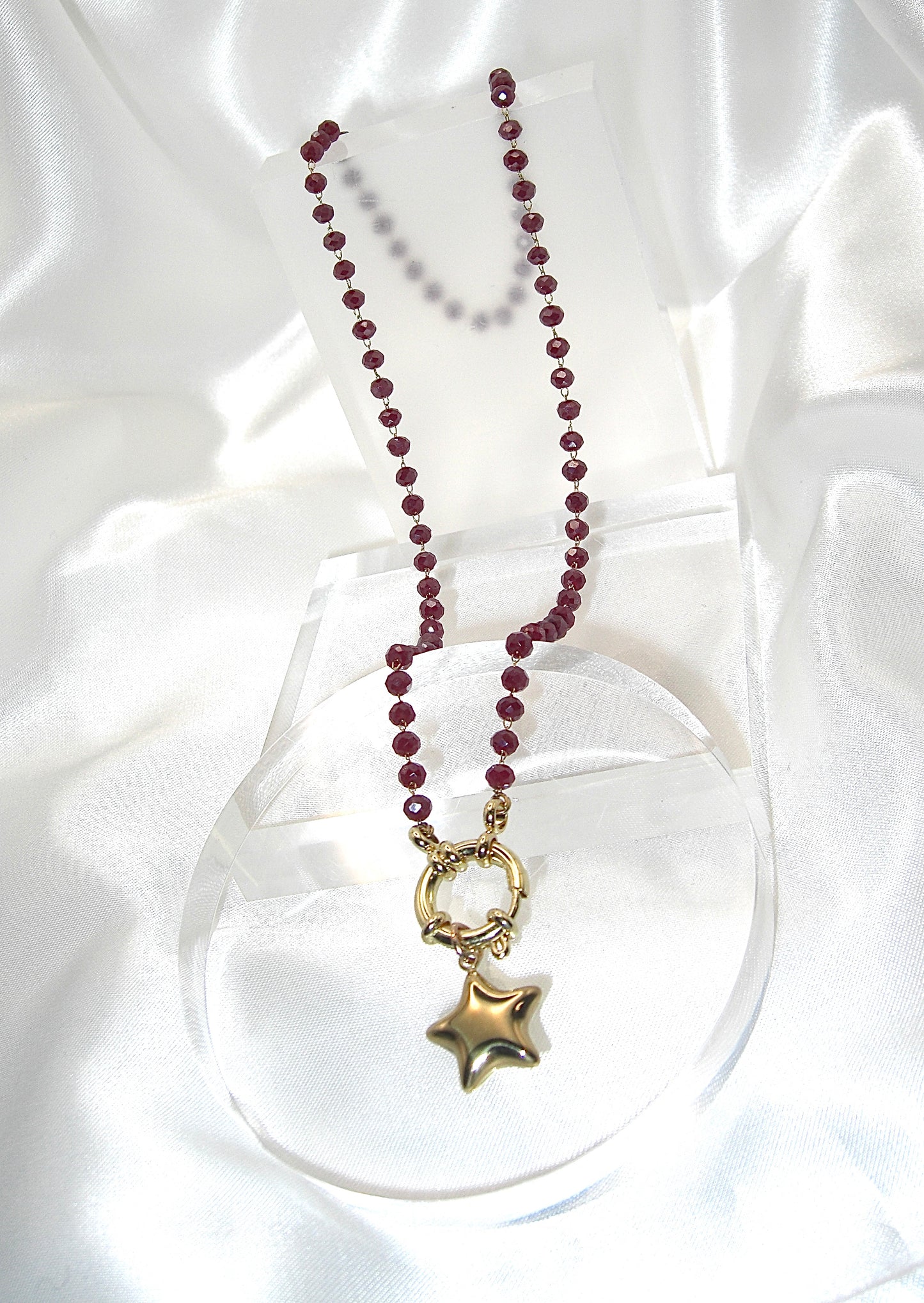 Collana rosario con stella in acciaio