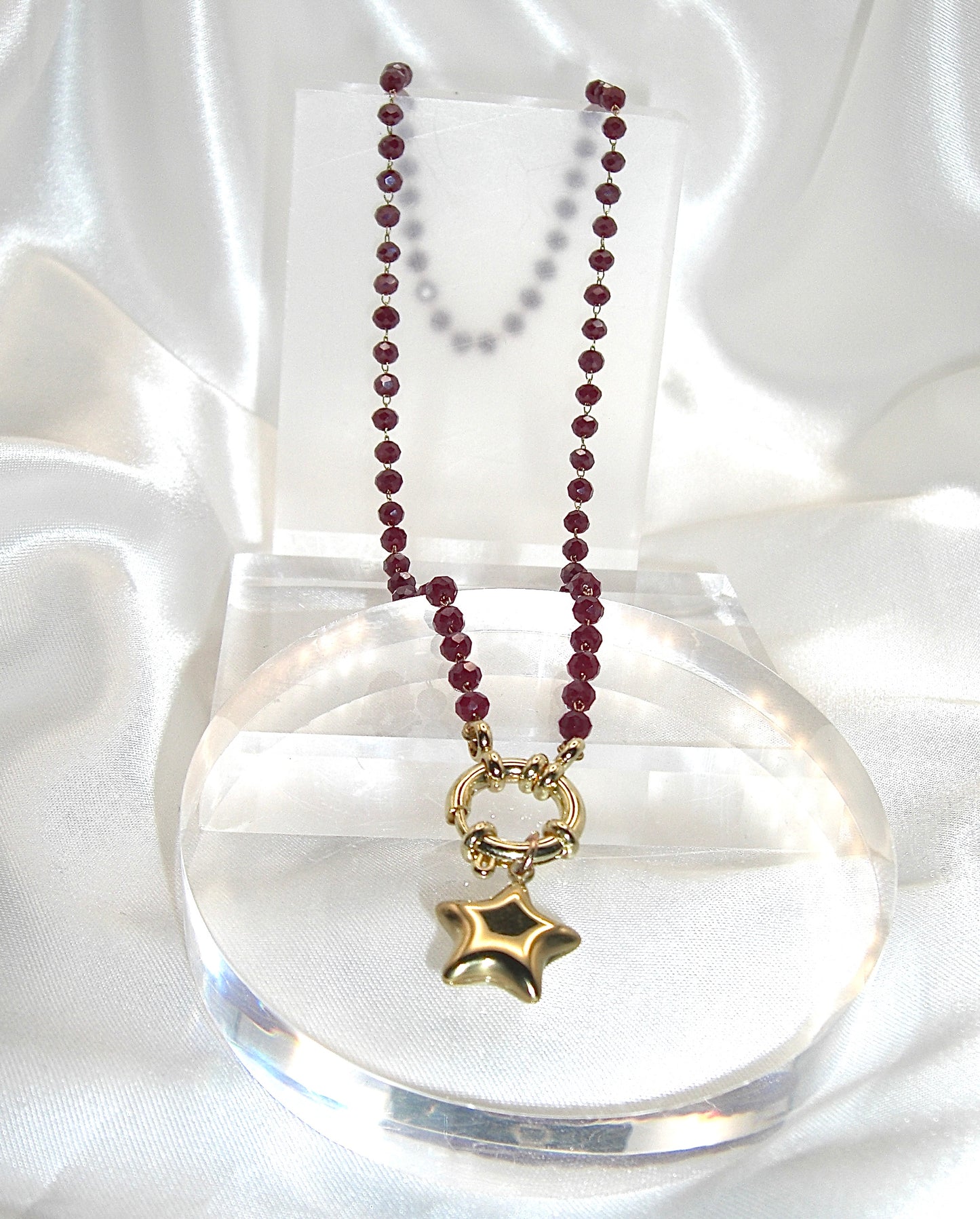 Collana rosario con stella in acciaio
