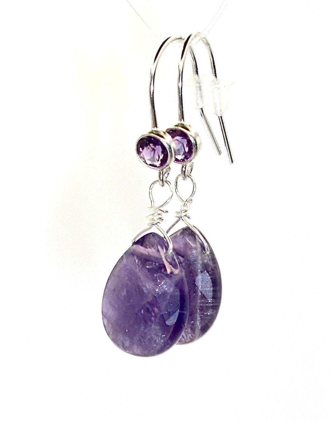 Drop earrings with hard stone