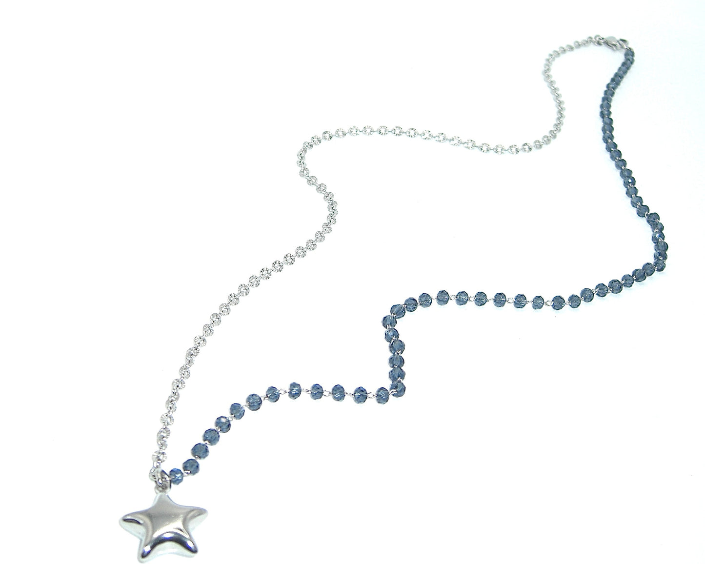 Collana rosario con stella in acciaio