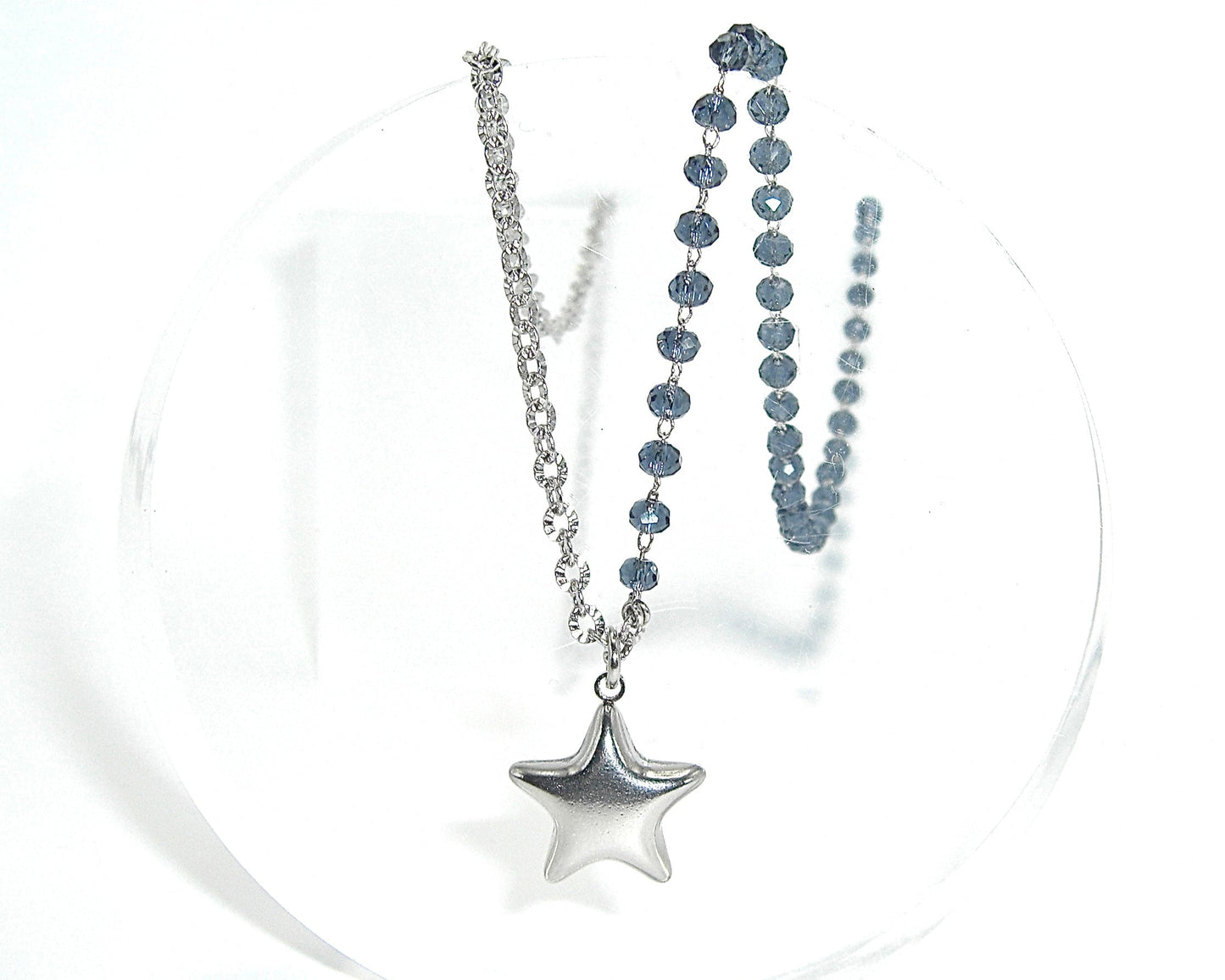 Collana rosario con stella in acciaio