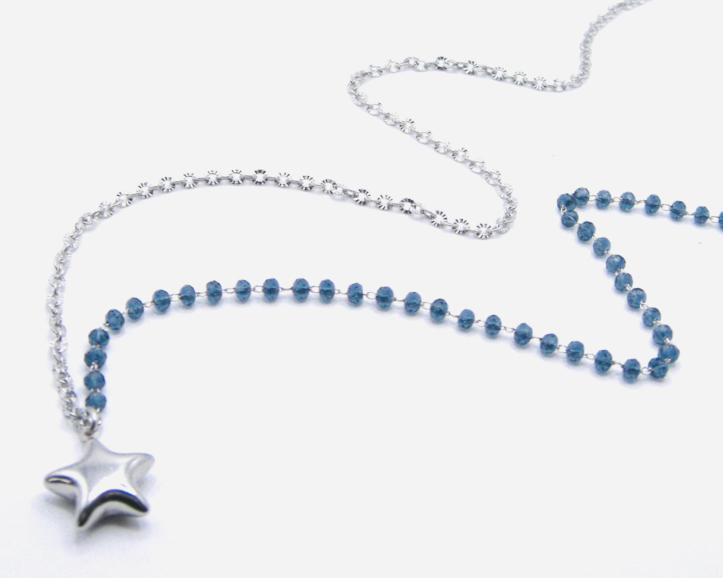 Collana rosario con stella in acciaio