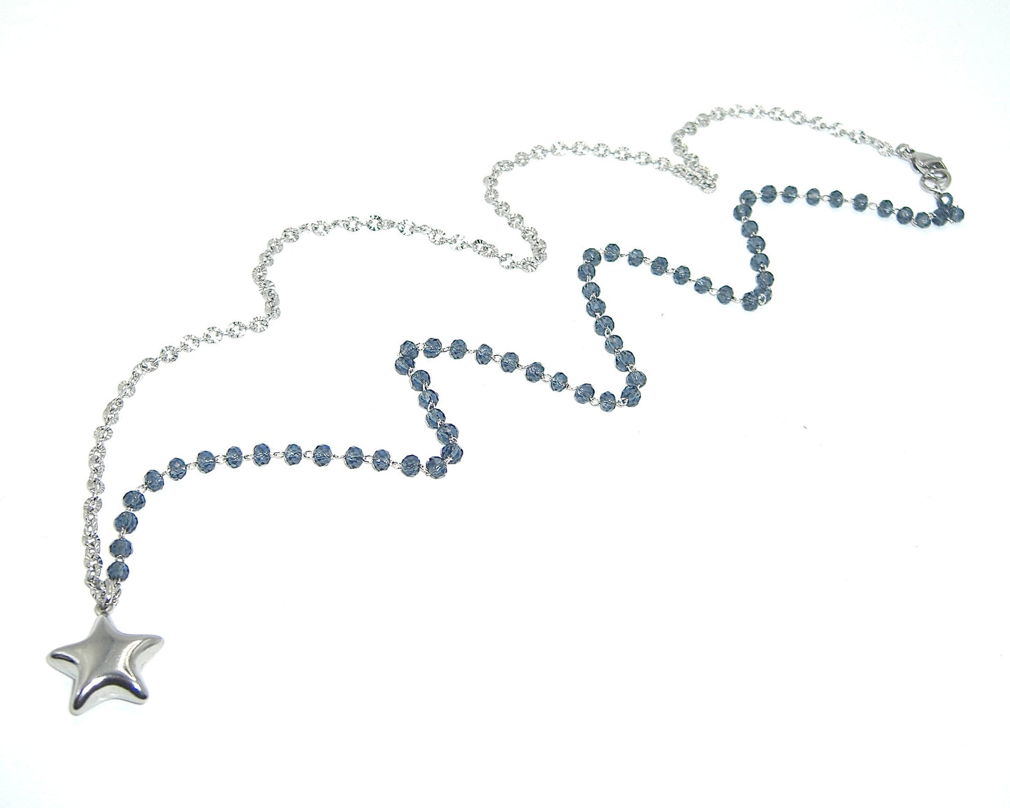 Collana rosario con stella in acciaio