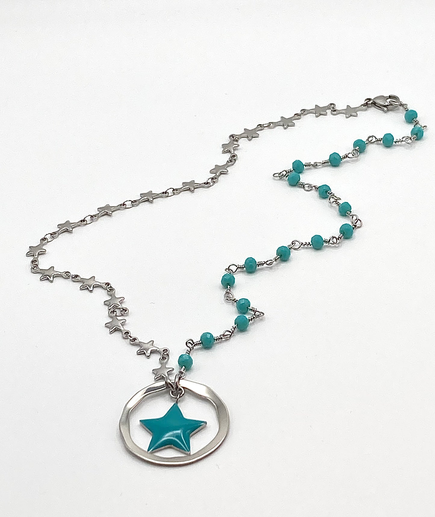 Rosary necklace with steel star