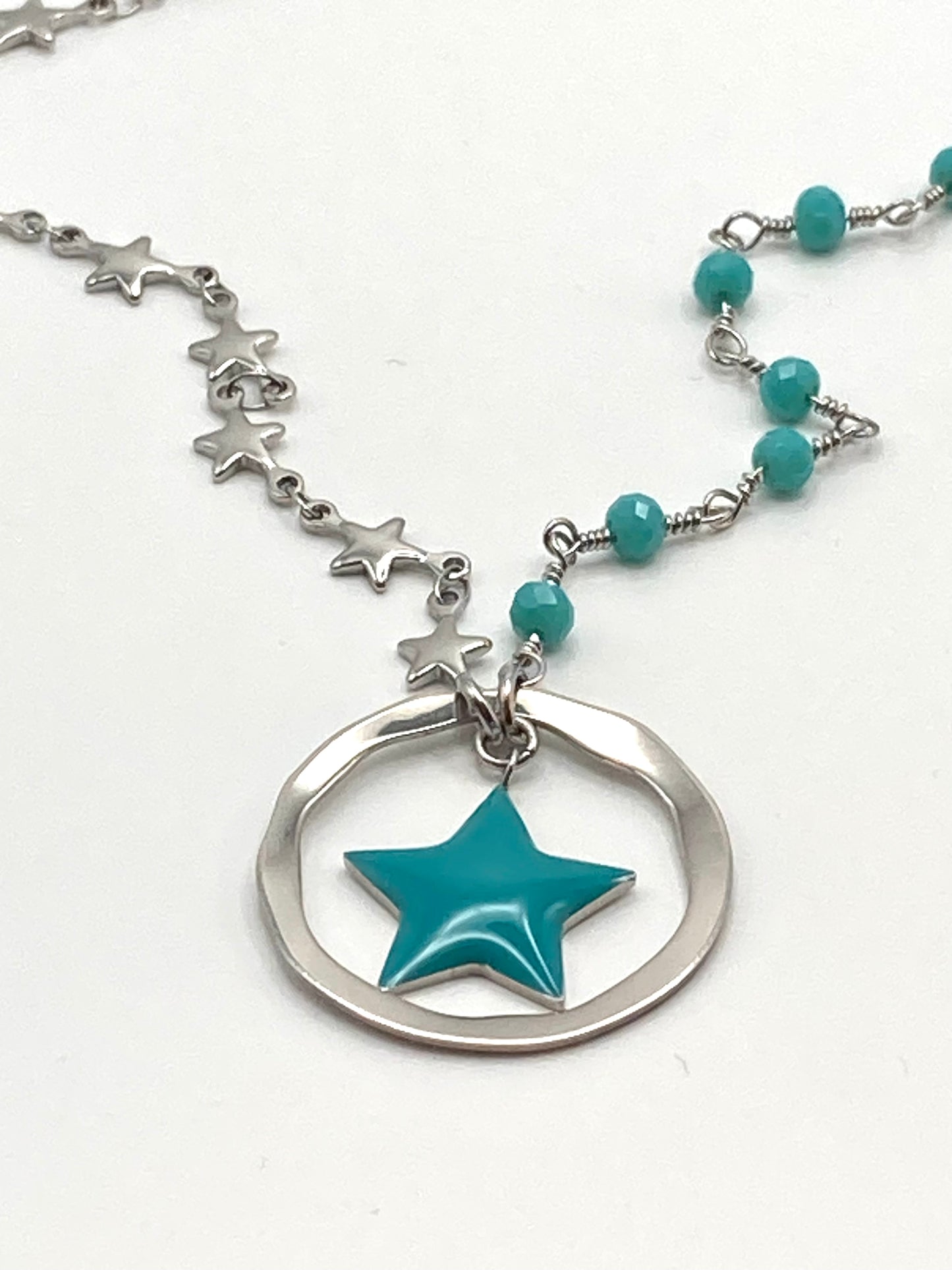 Rosary necklace with steel star