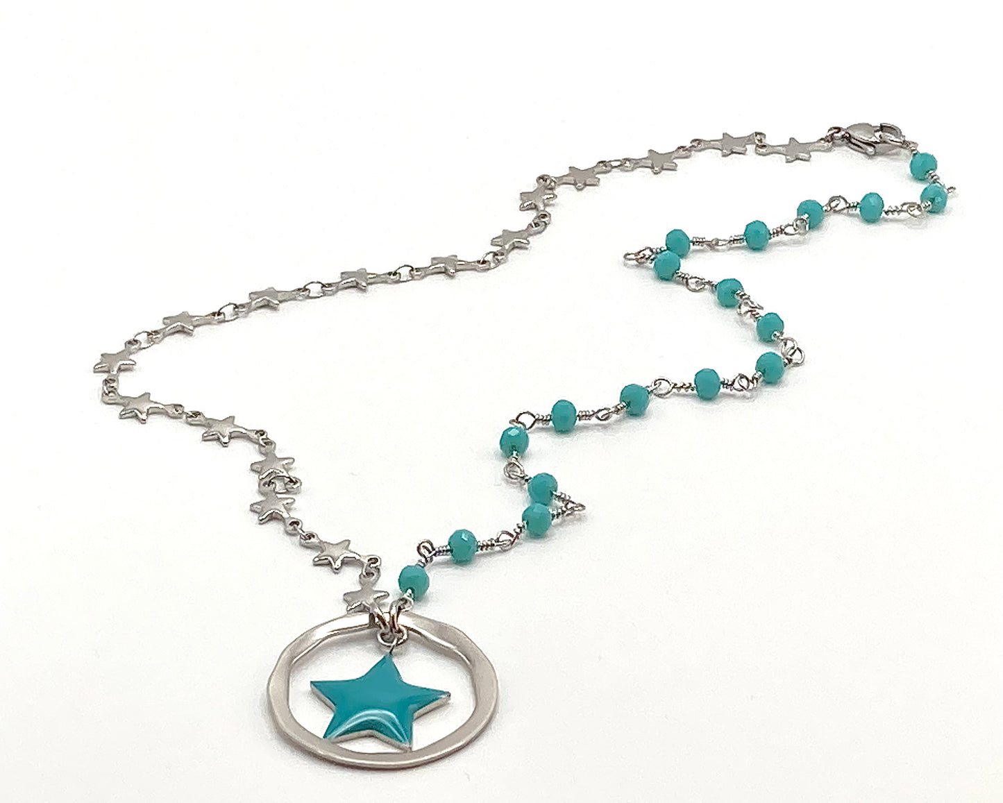 Rosary necklace with steel star
