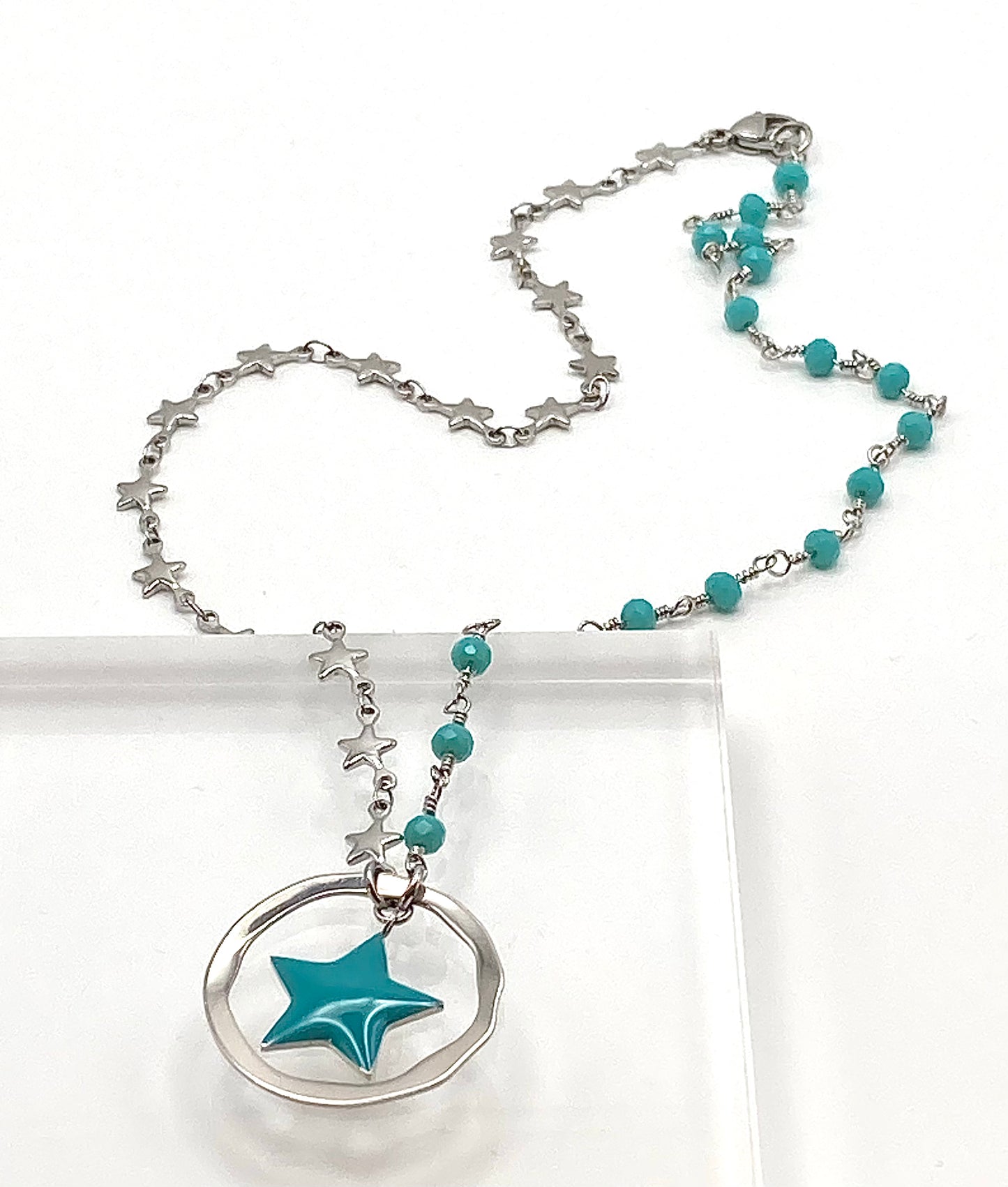 Rosary necklace with steel star