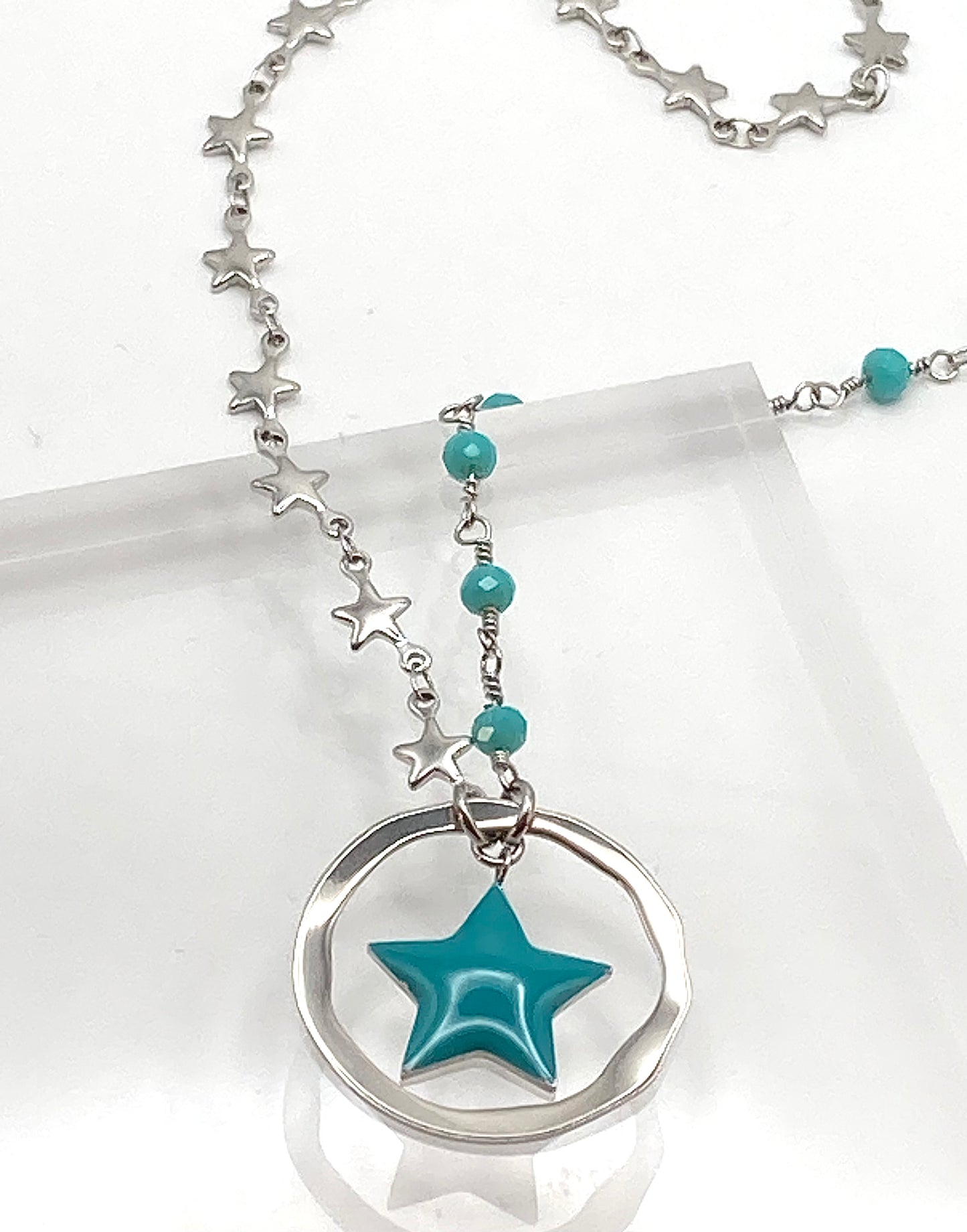 Rosary necklace with steel star