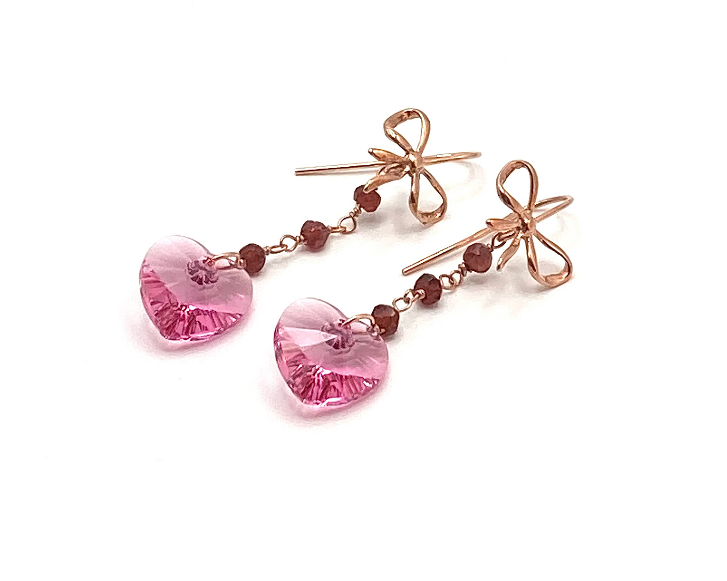 Crystal Butterfly and Heart Drop Earrings