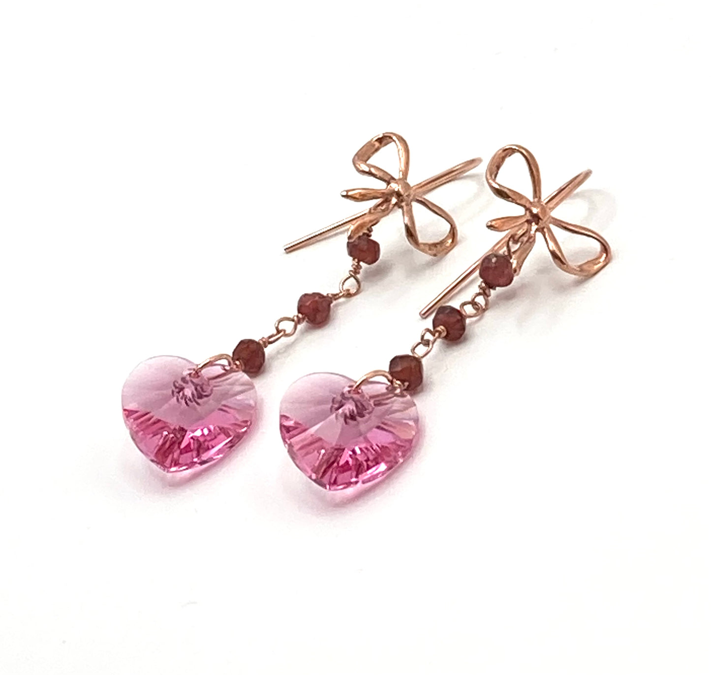 Crystal Butterfly and Heart Drop Earrings