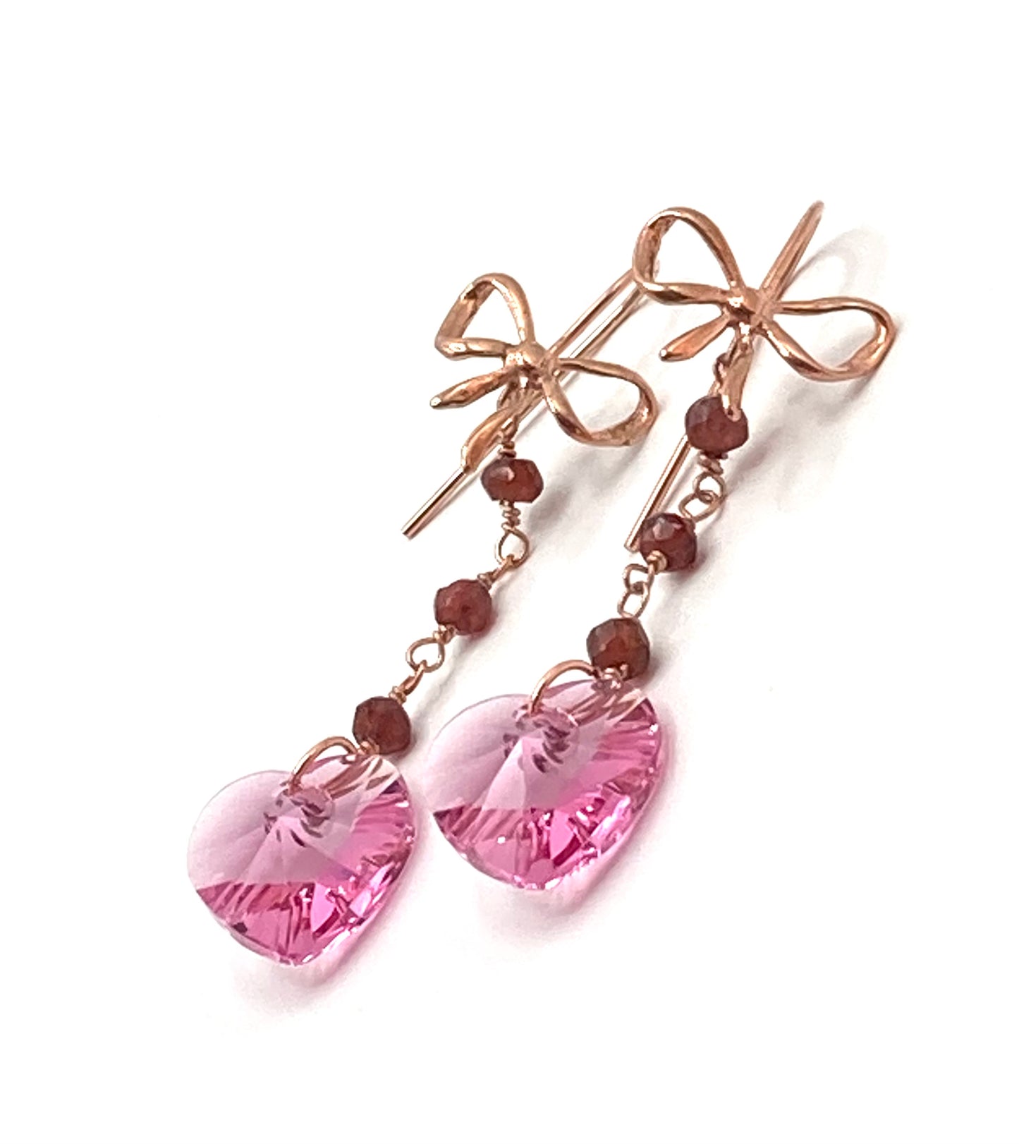 Crystal Butterfly and Heart Drop Earrings
