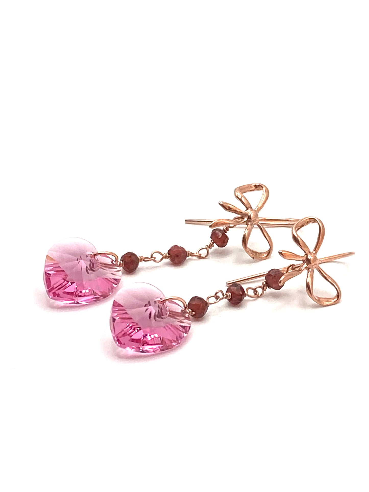 Crystal Butterfly and Heart Drop Earrings