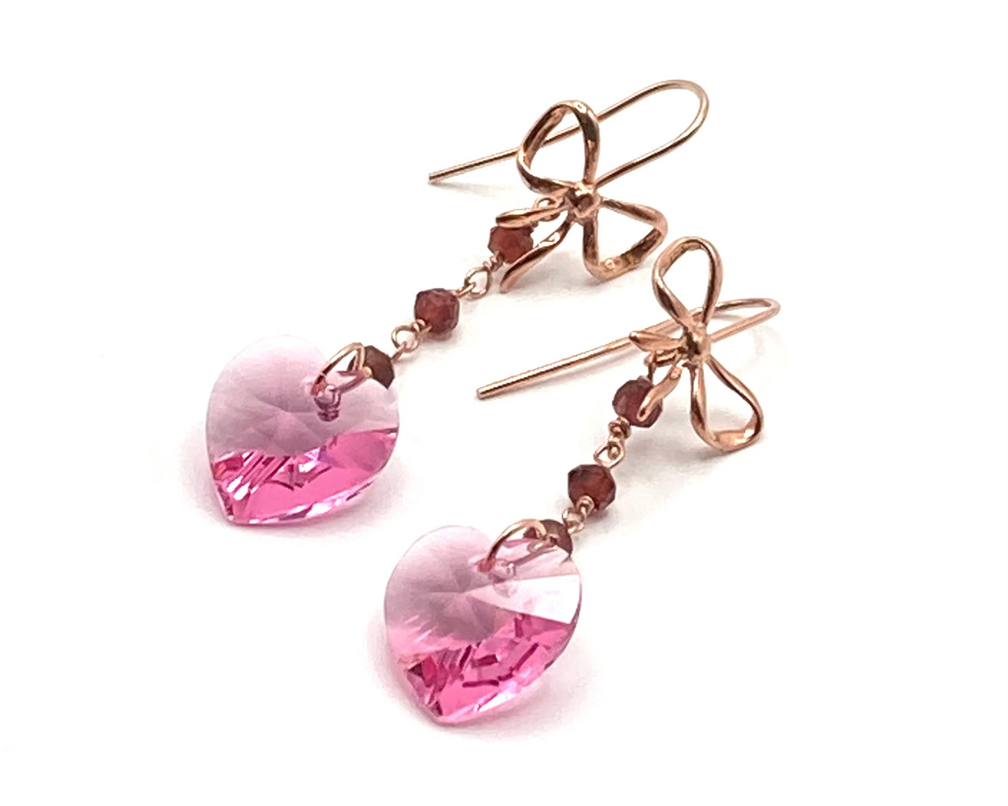 Crystal Butterfly and Heart Drop Earrings