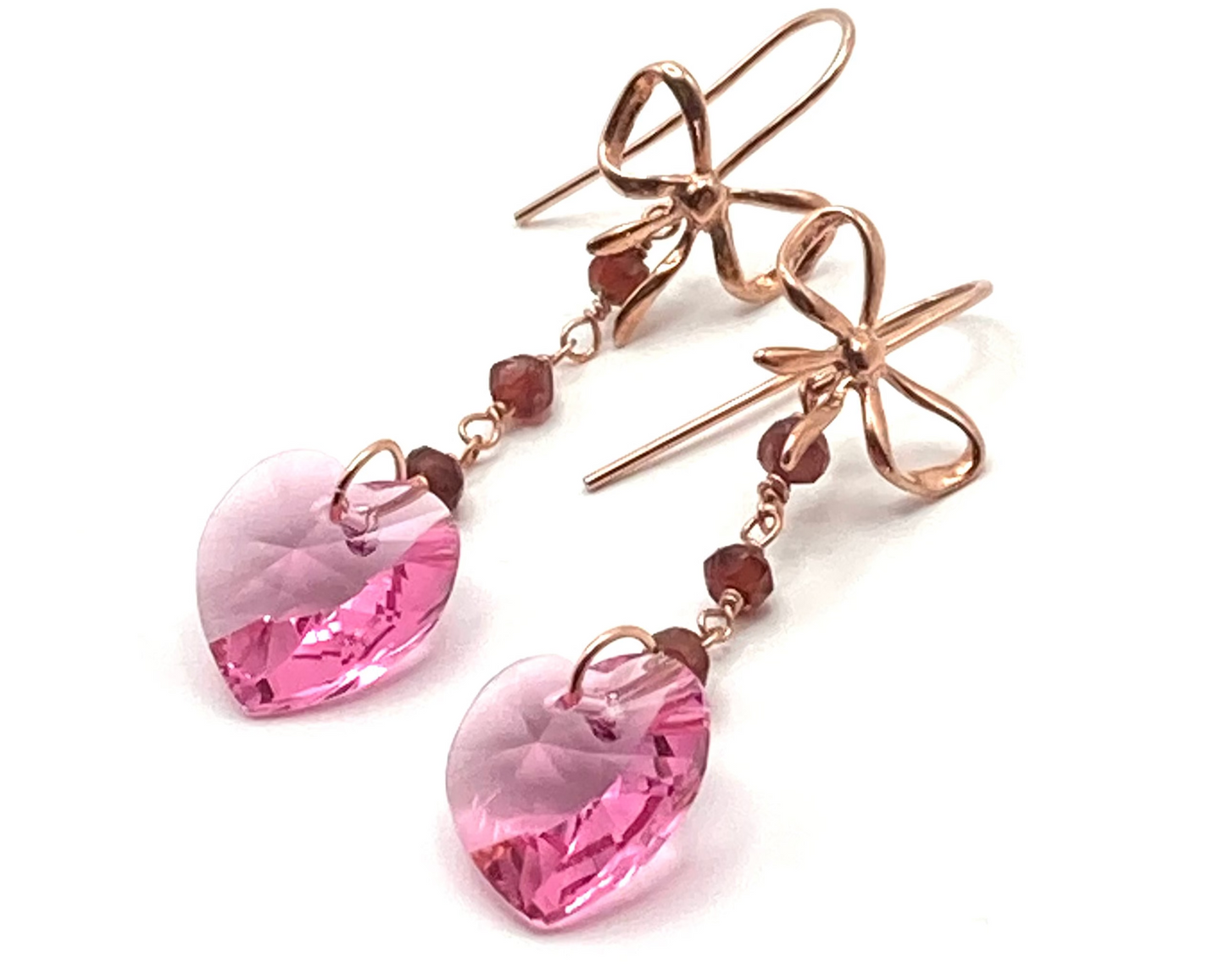 Crystal Butterfly and Heart Drop Earrings