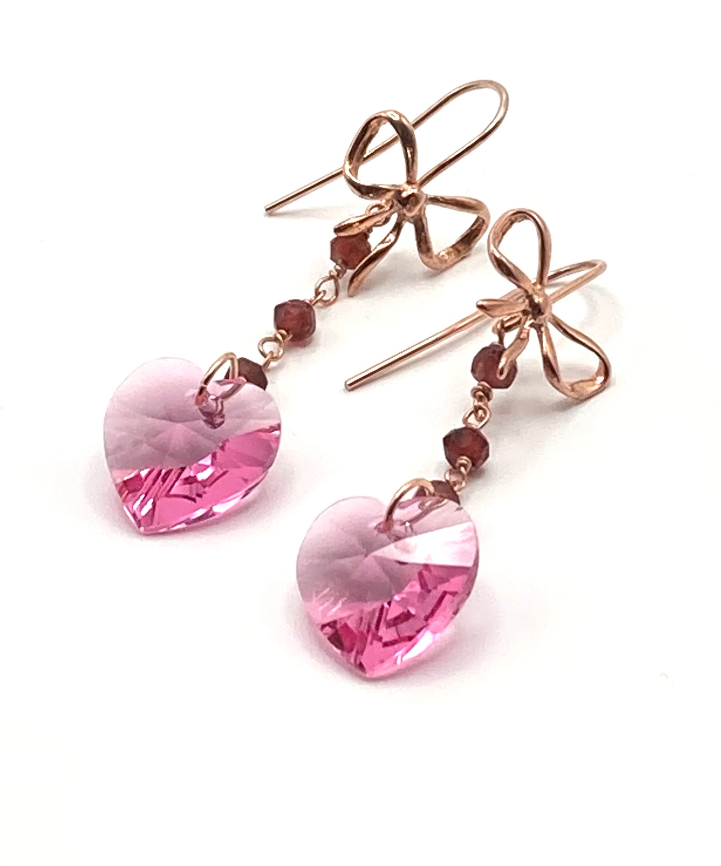 Crystal Butterfly and Heart Drop Earrings