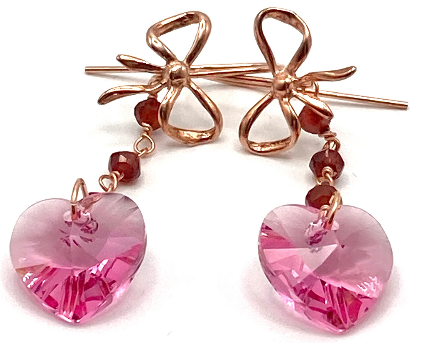 Crystal Butterfly and Heart Drop Earrings