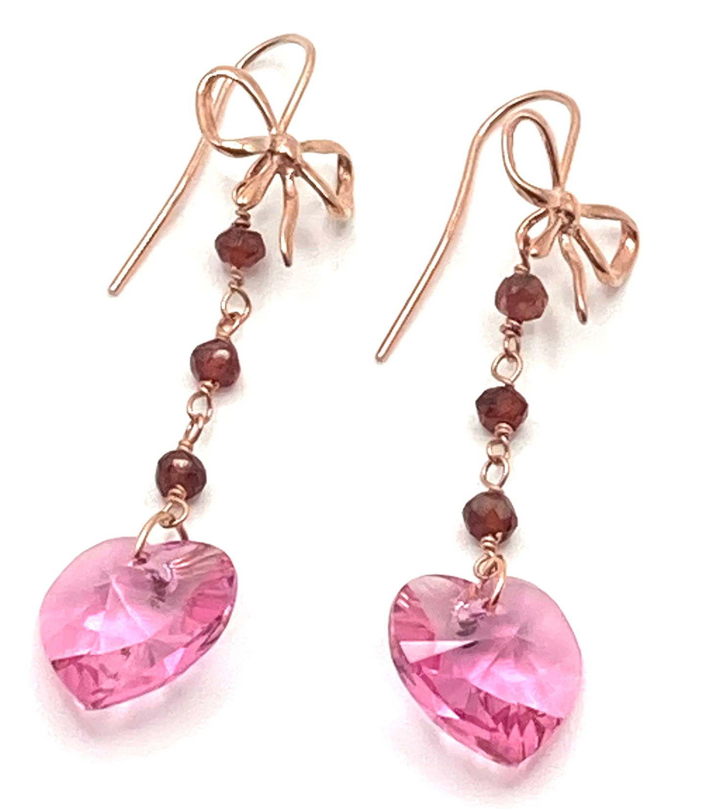 Crystal Butterfly and Heart Drop Earrings