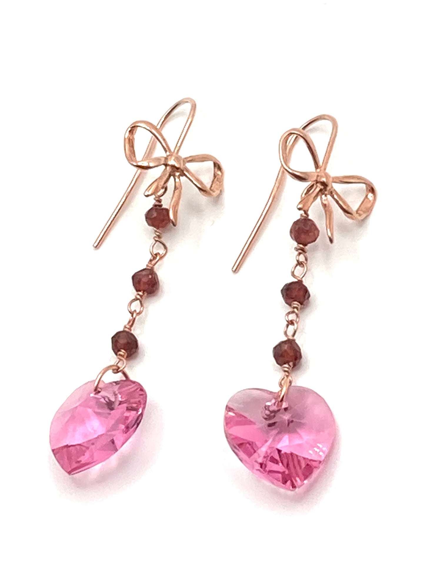 Crystal Butterfly and Heart Drop Earrings