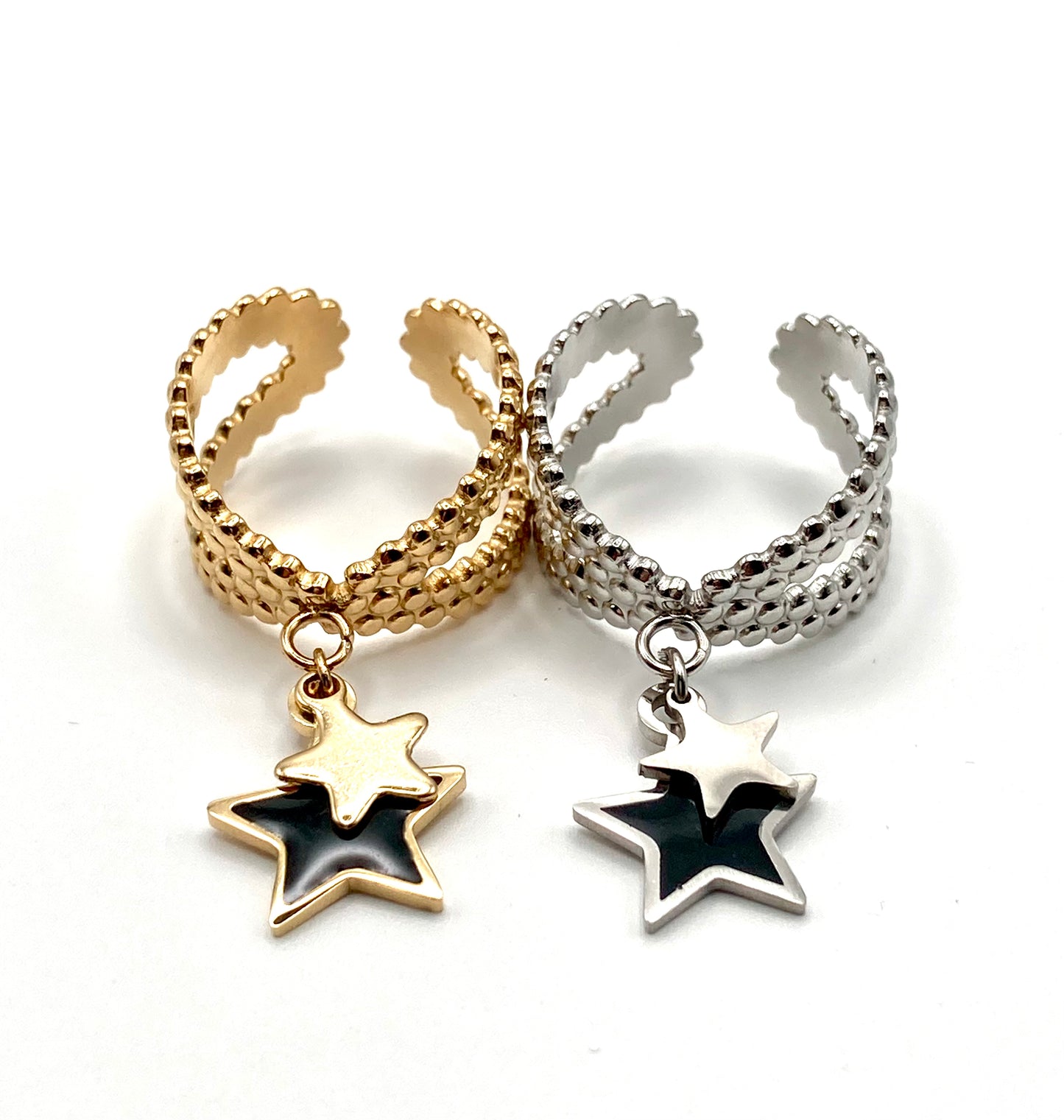 Anello a Fascia con Stelle ⭐ Acciaio Inossidabile