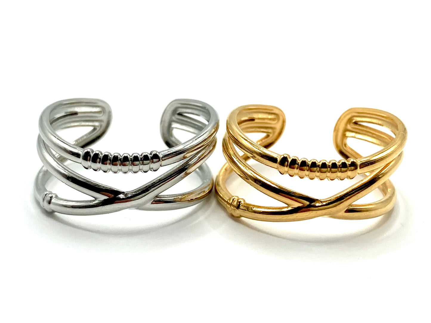 Anello a fascia intrecciato