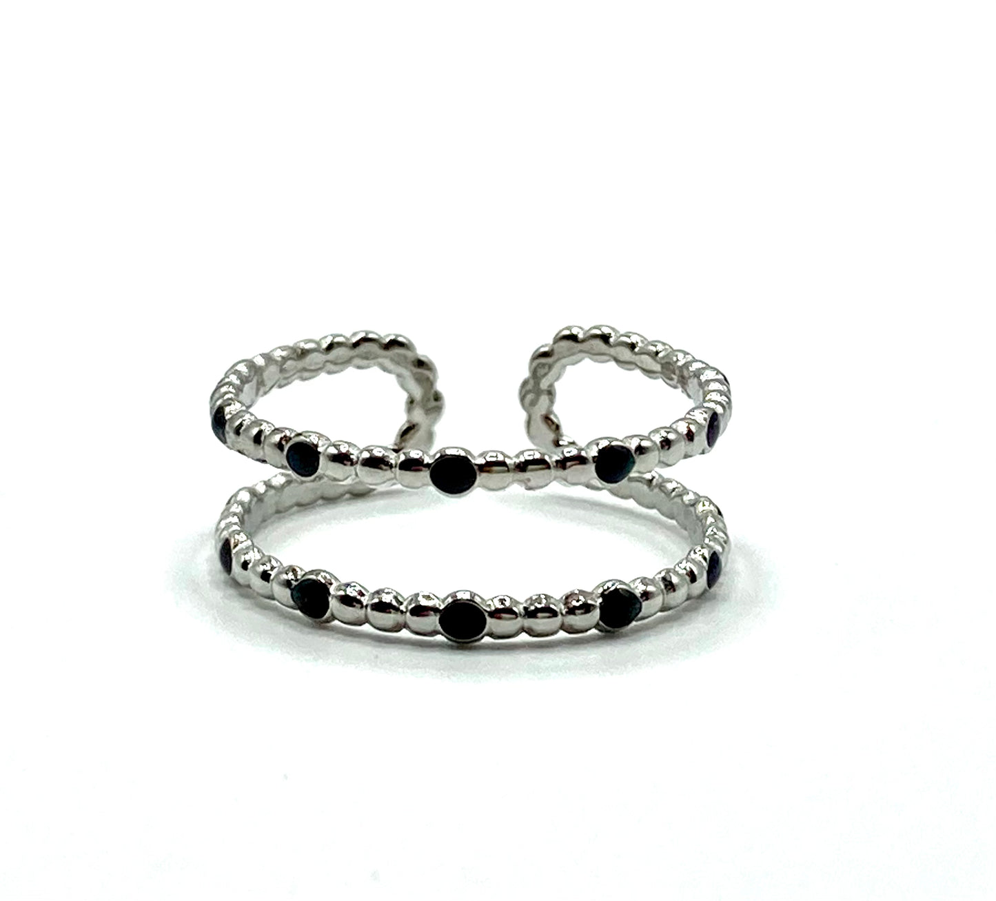 Anello a fascia a pois neri