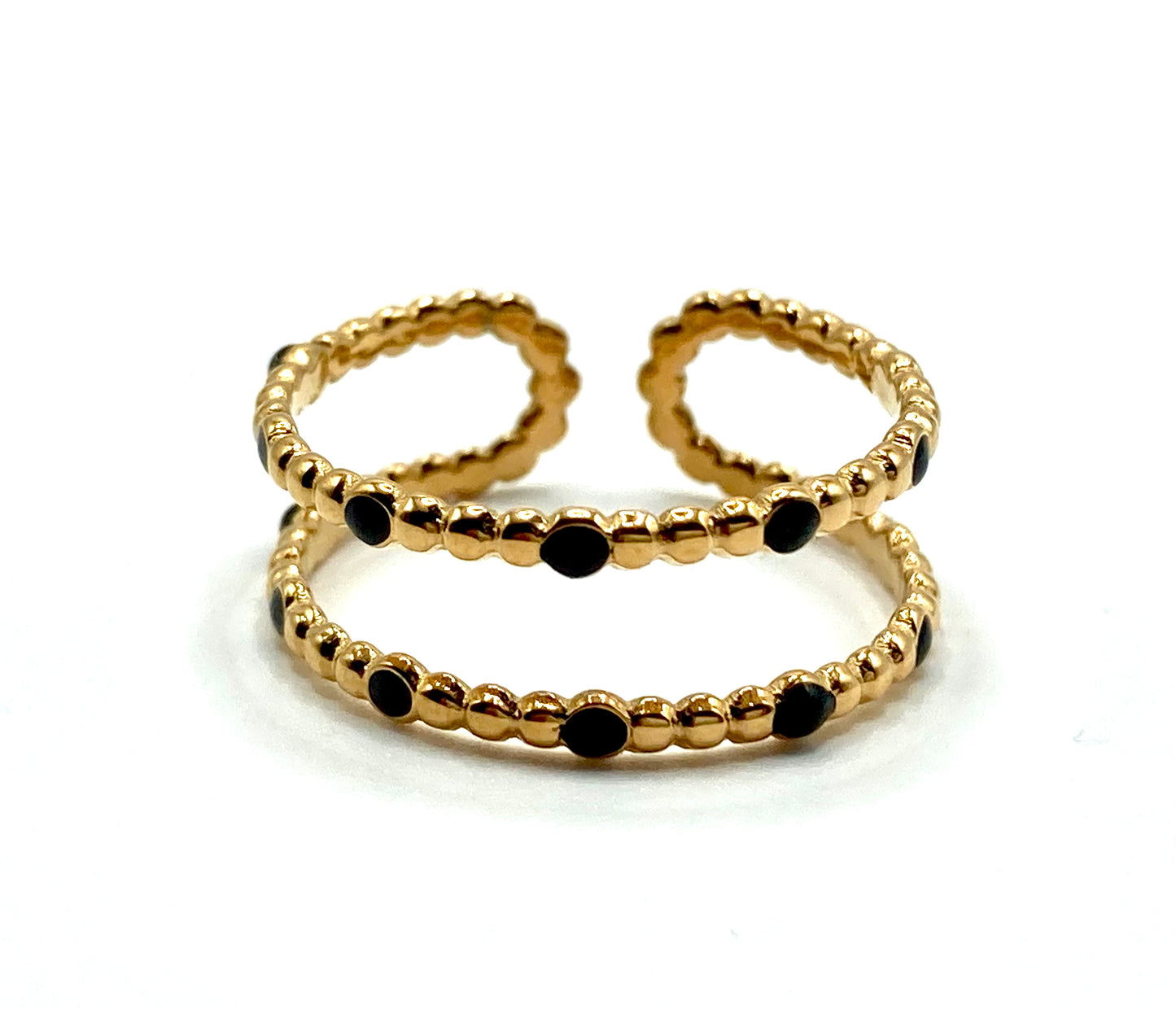 Anello a fascia a pois neri