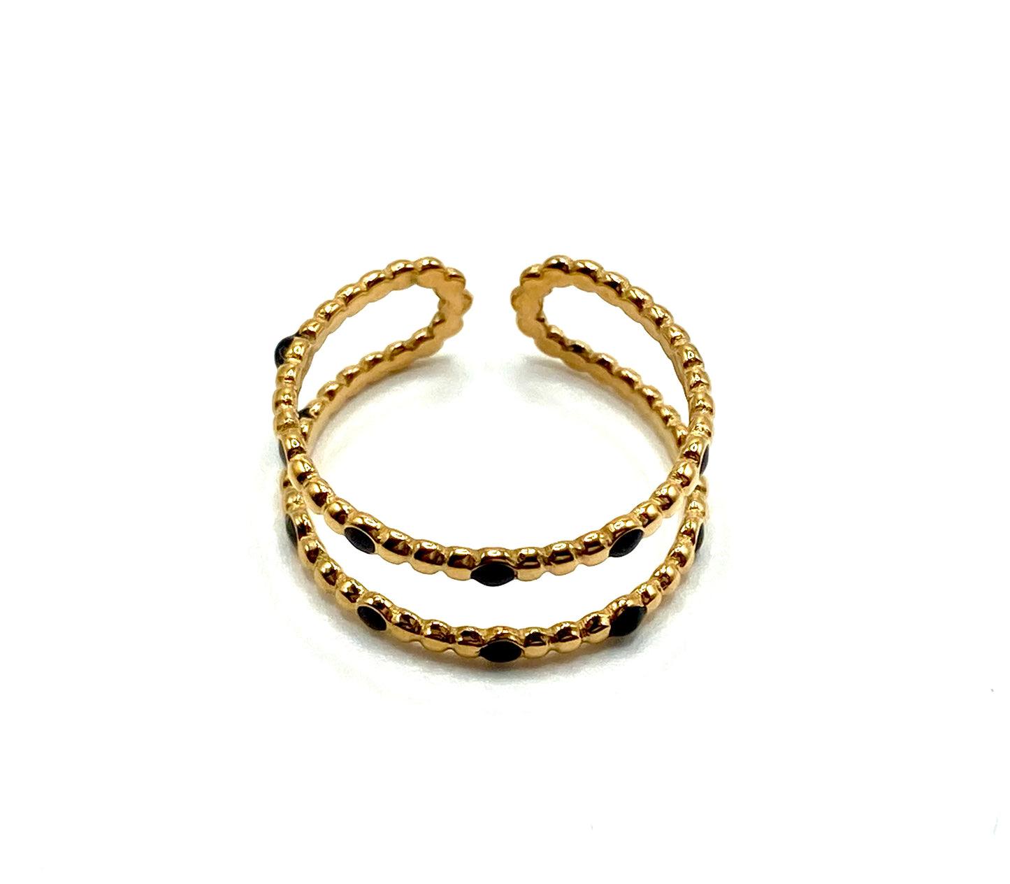 Anello a fascia a pois neri