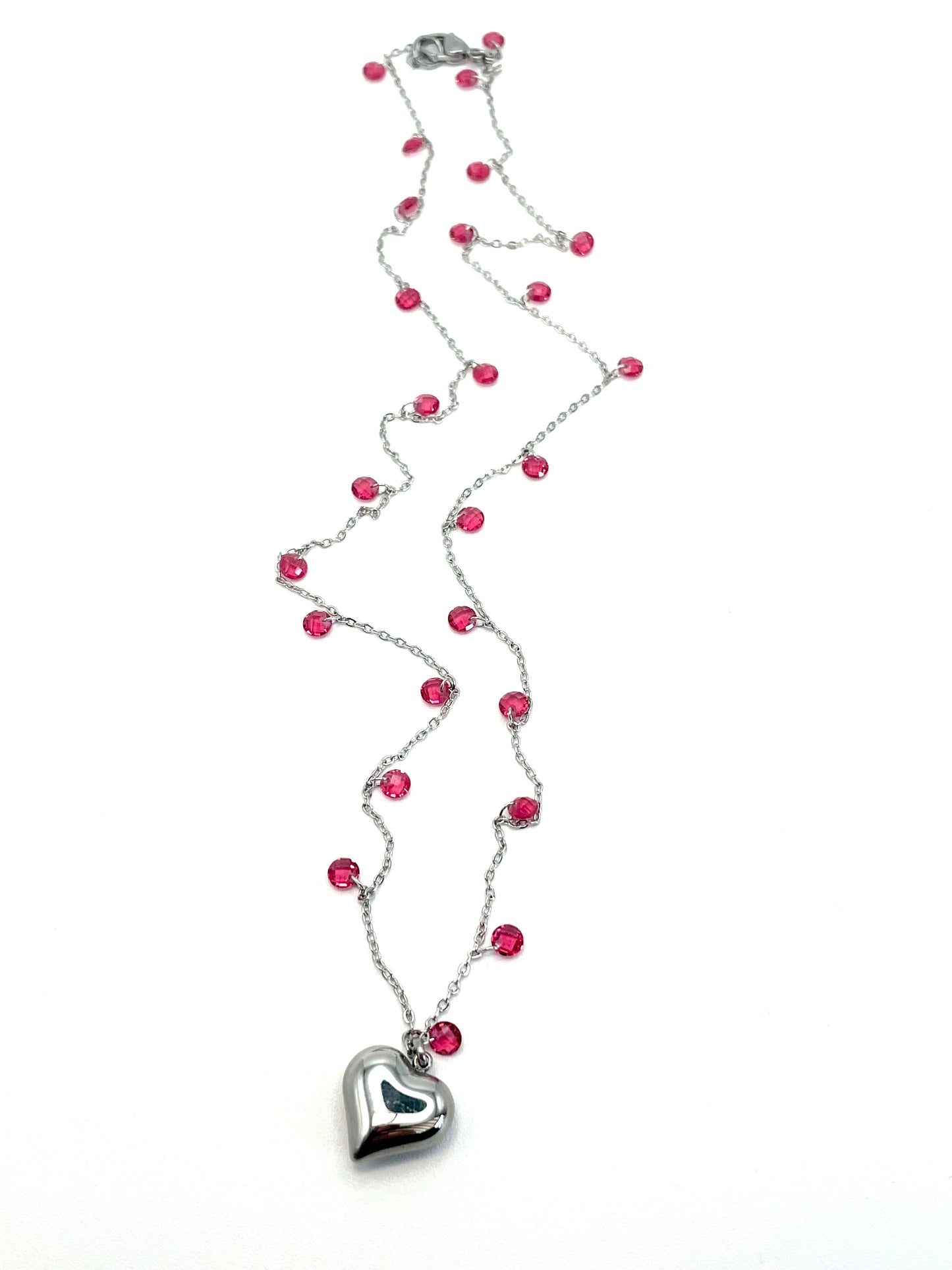 Collana con zirconi e cuore in acciaio