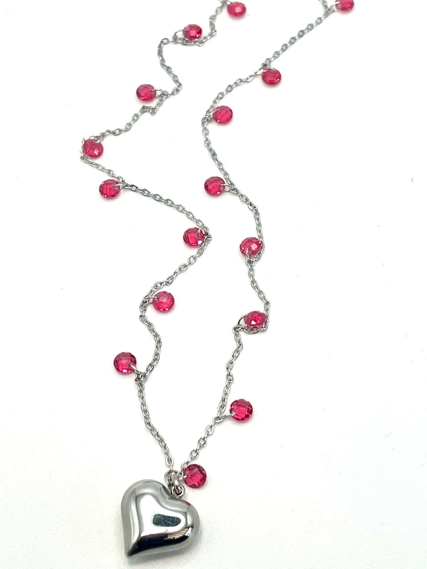 Collana con zirconi e cuore in acciaio