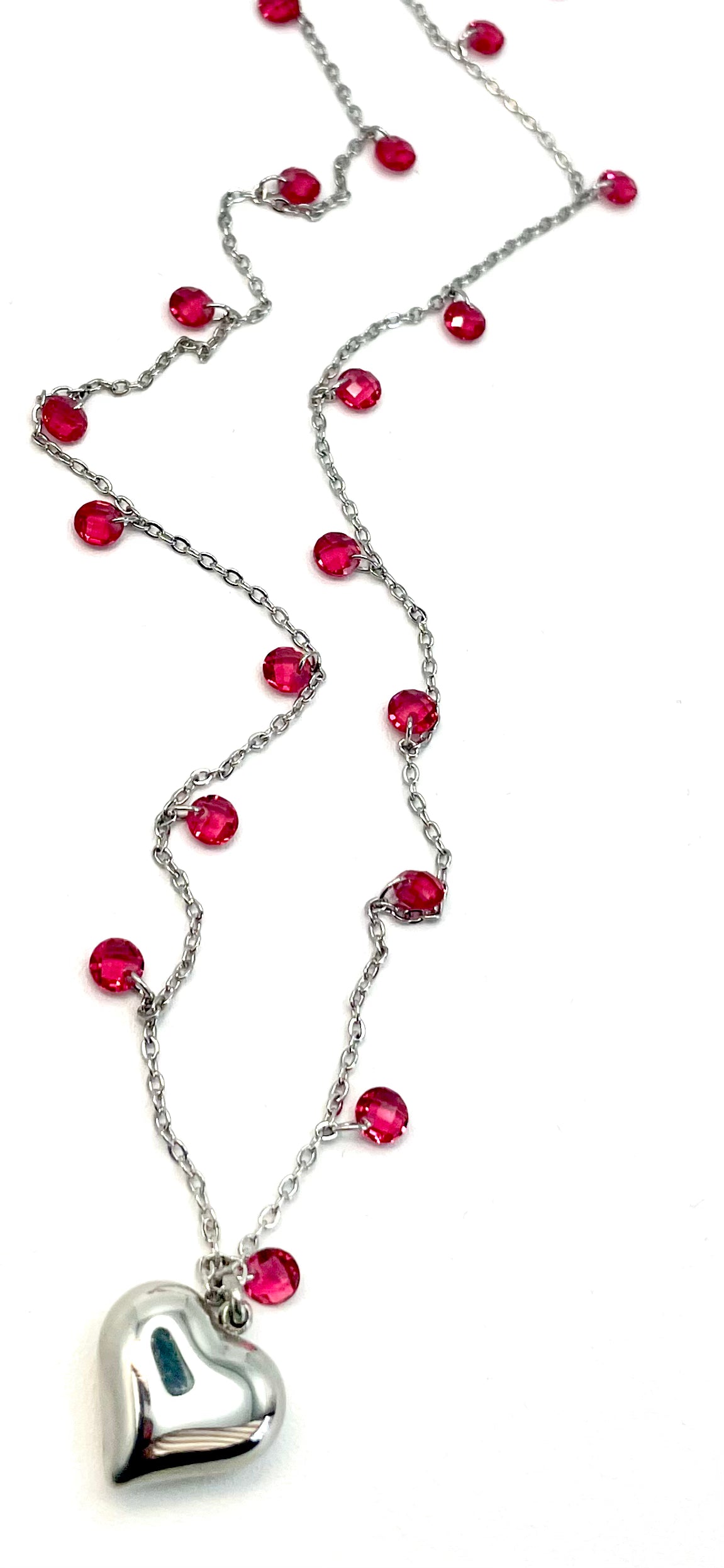 Collana con zirconi e cuore in acciaio