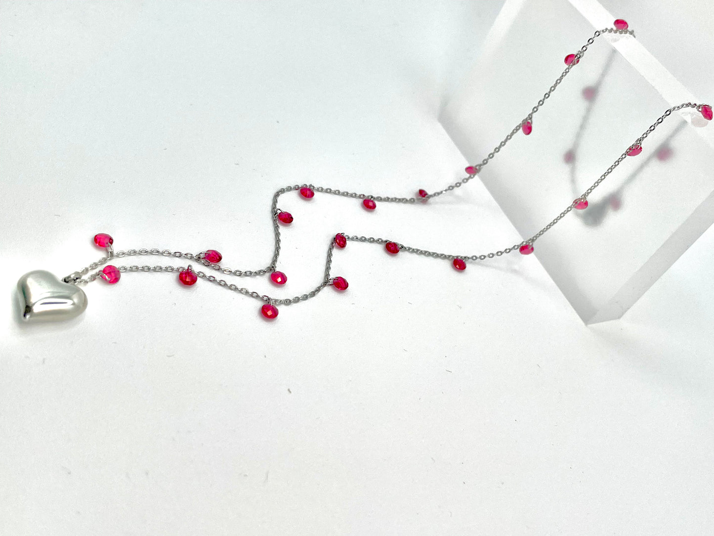 Collana con zirconi e cuore in acciaio