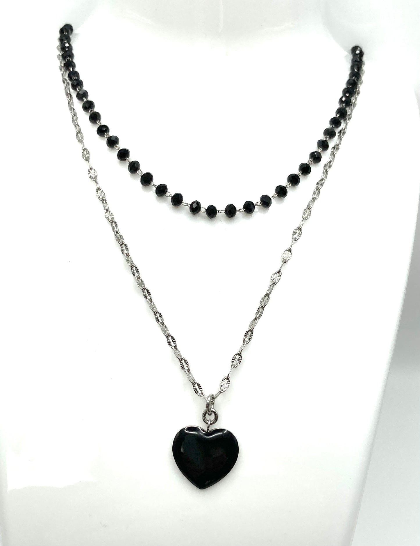 Collana rosario con cuore smaltato