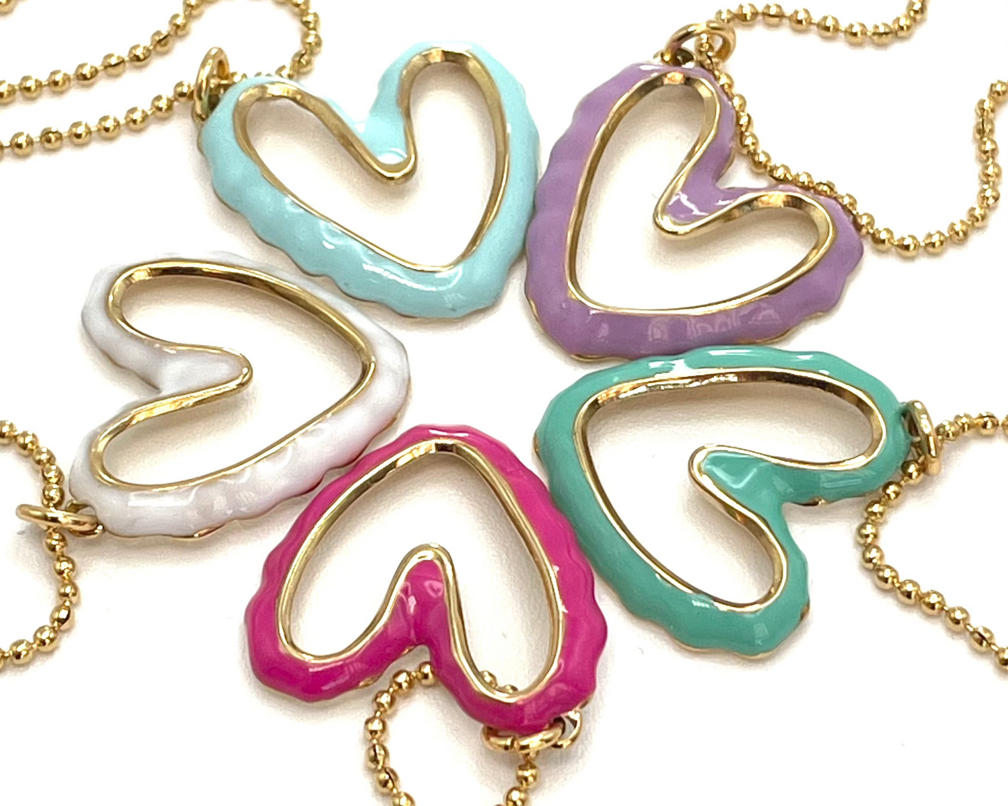 Collana con cuore smaltato vuoto