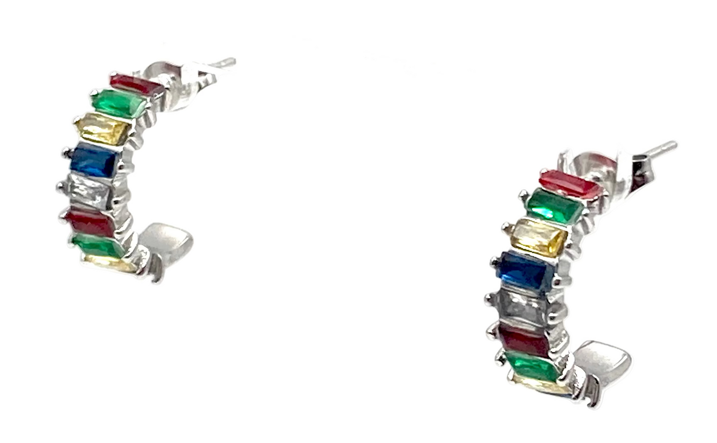 Orecchini Mezza Luna con Strass Multicolor