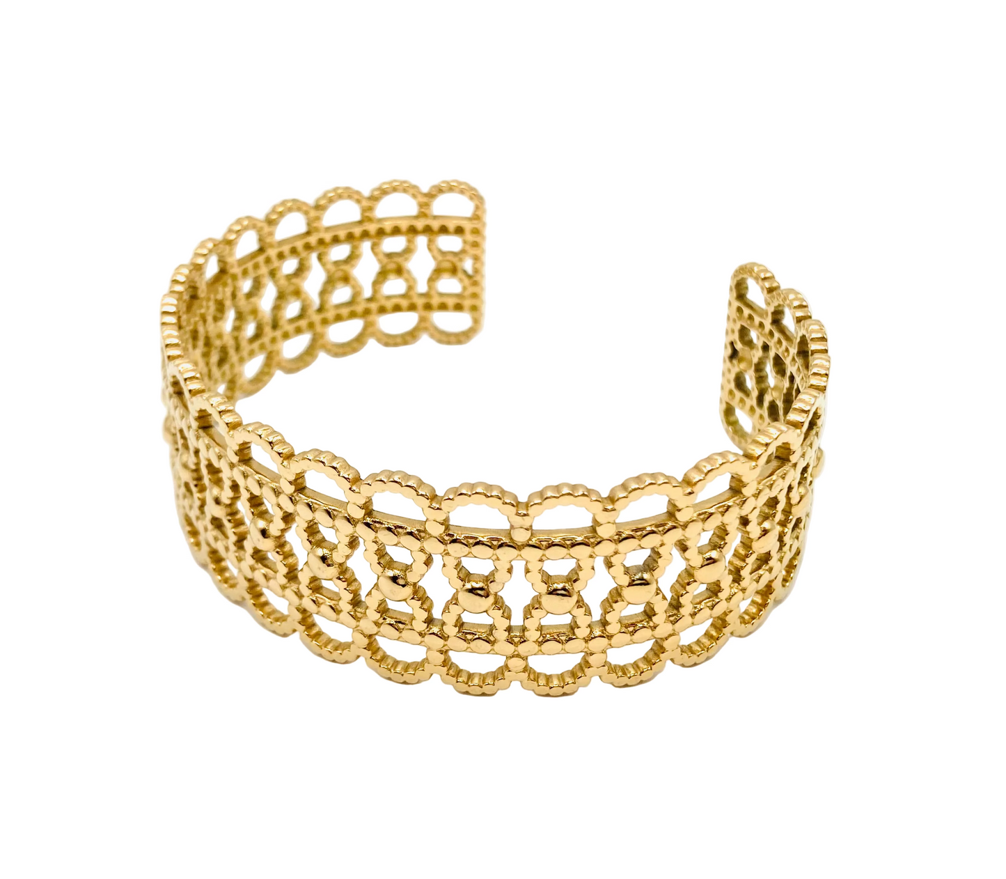 Bracciale Bangle Rigido Acciaio Oro Stile Orientale