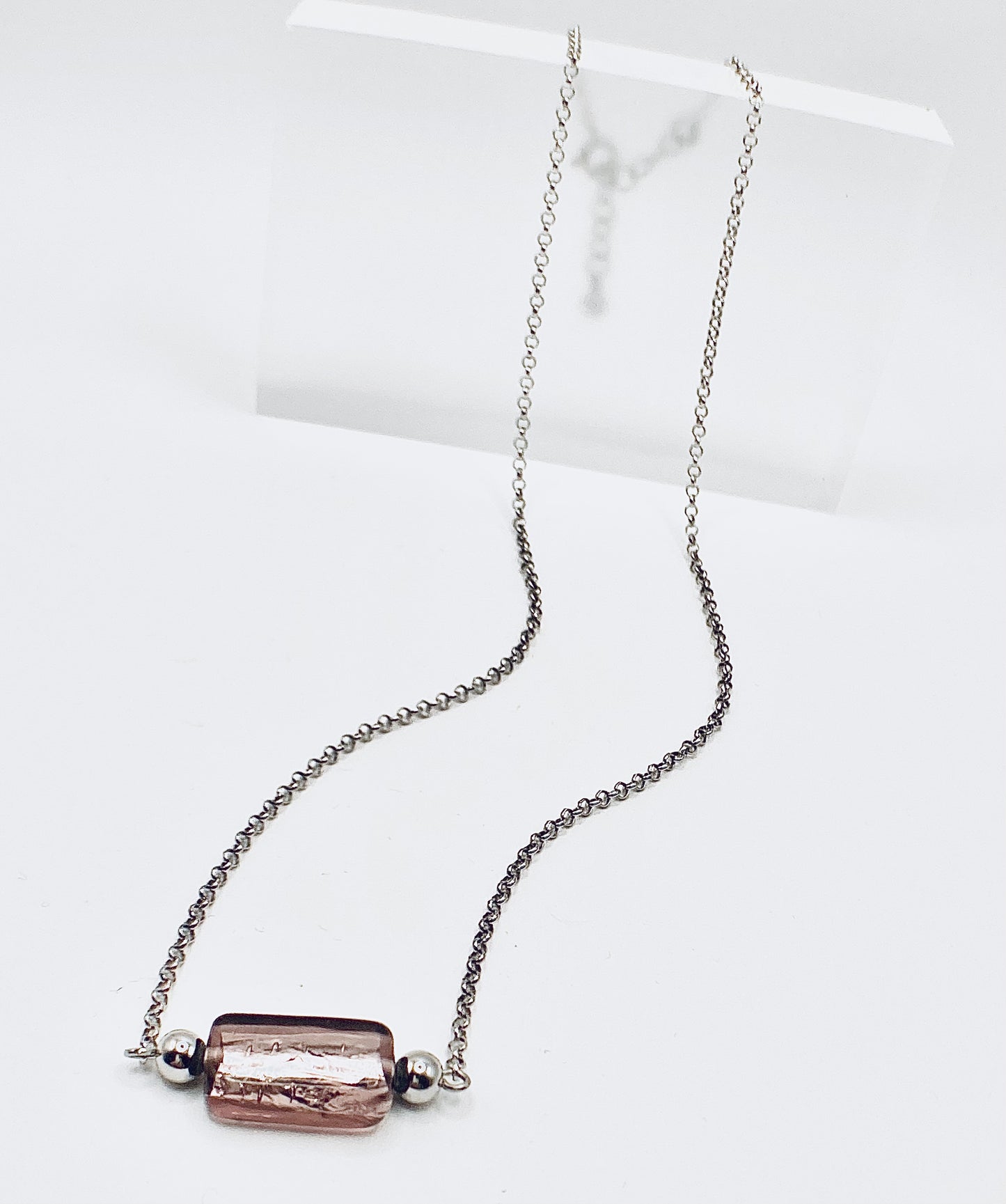 Collana e orecchini in argento 925 e vetro