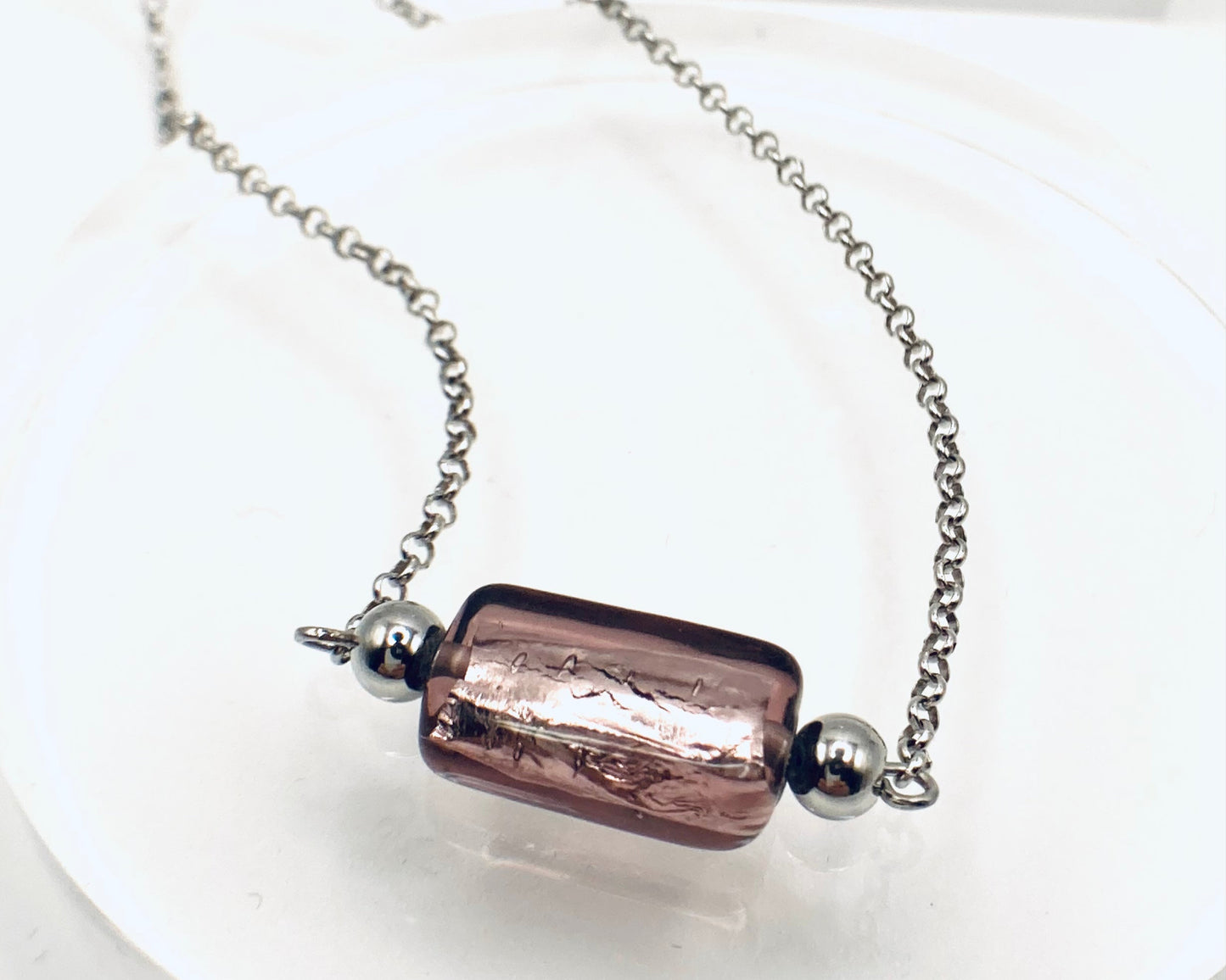 Collana e orecchini in argento 925 e vetro