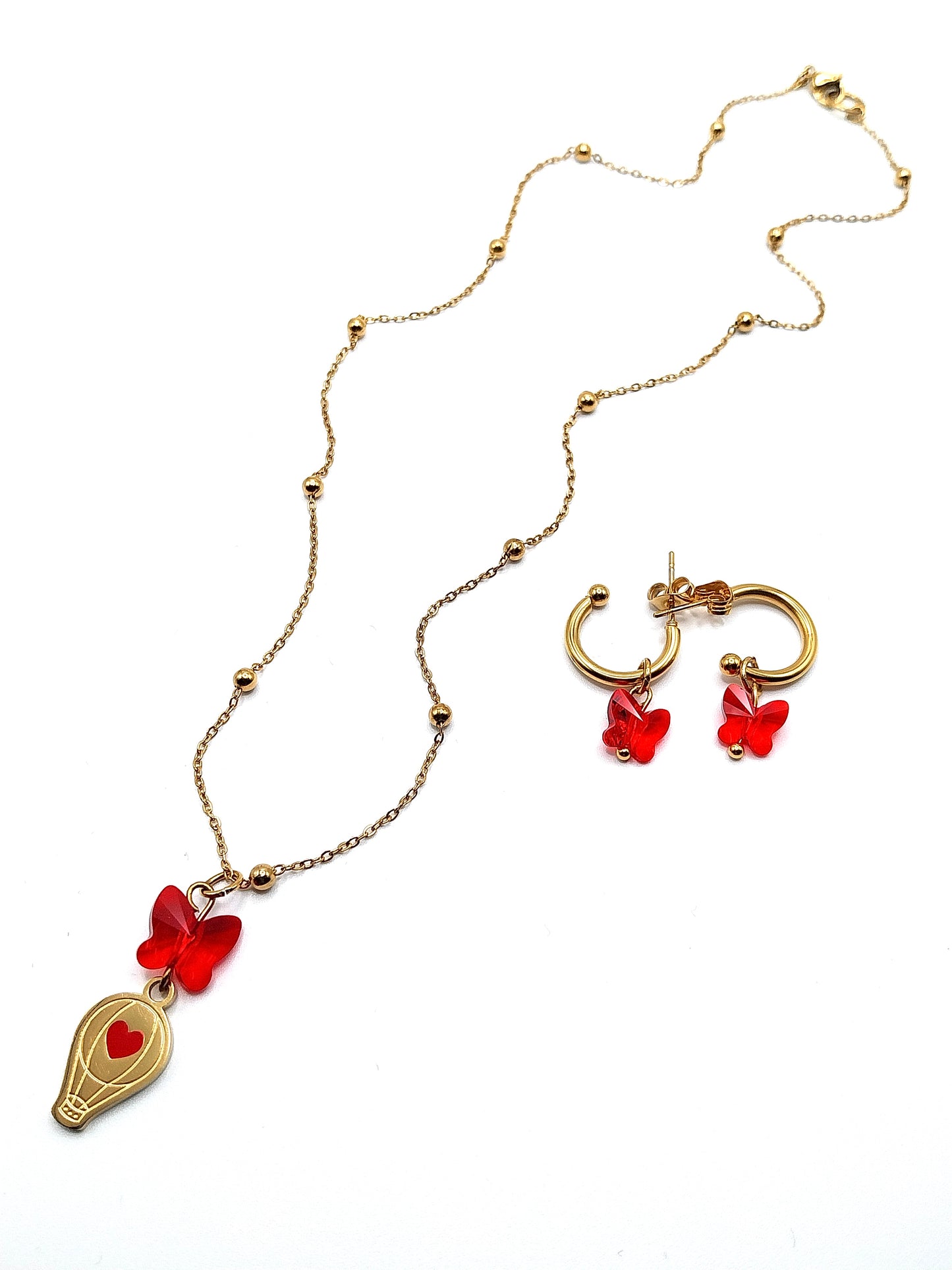 Crystal Heart Necklace and Earrings