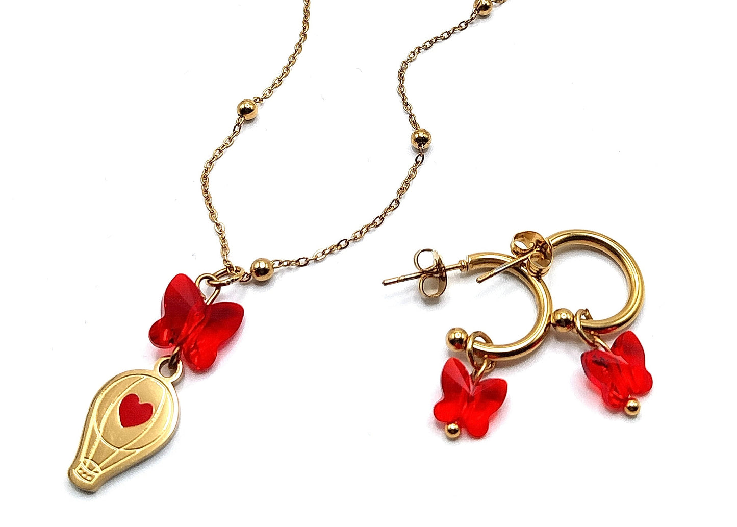 Crystal Heart Necklace and Earrings