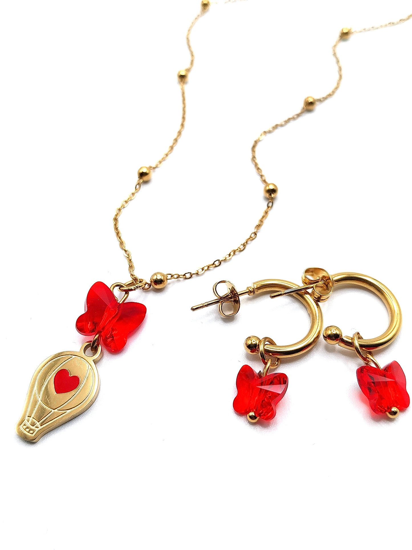 Crystal Heart Necklace and Earrings
