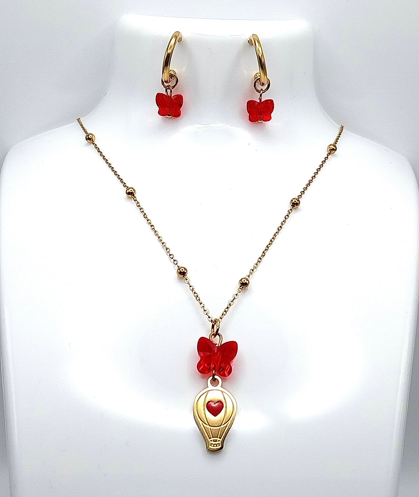 Crystal Heart Necklace and Earrings