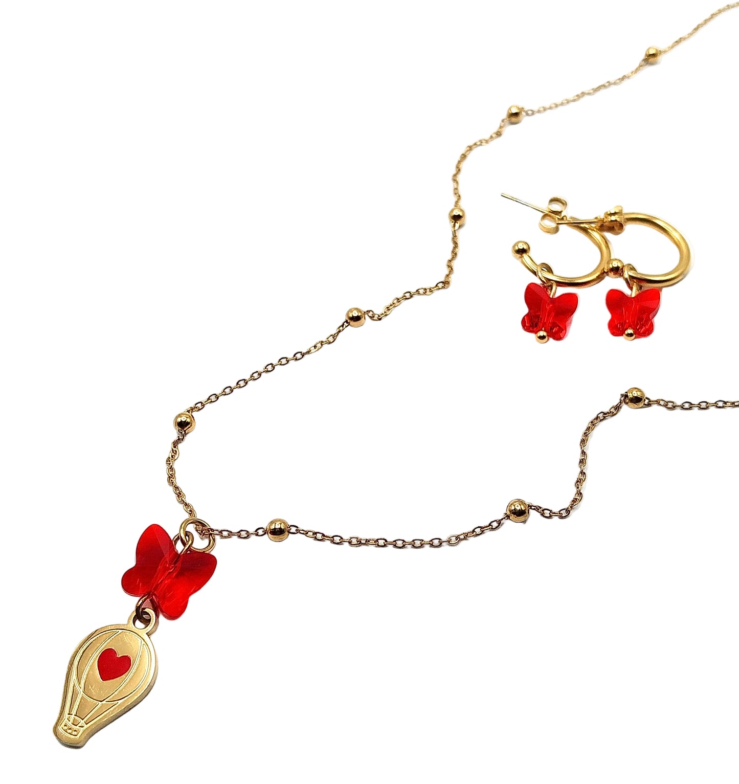 Crystal Heart Necklace and Earrings