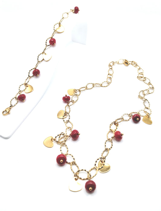 Collana e bracciale con cuori