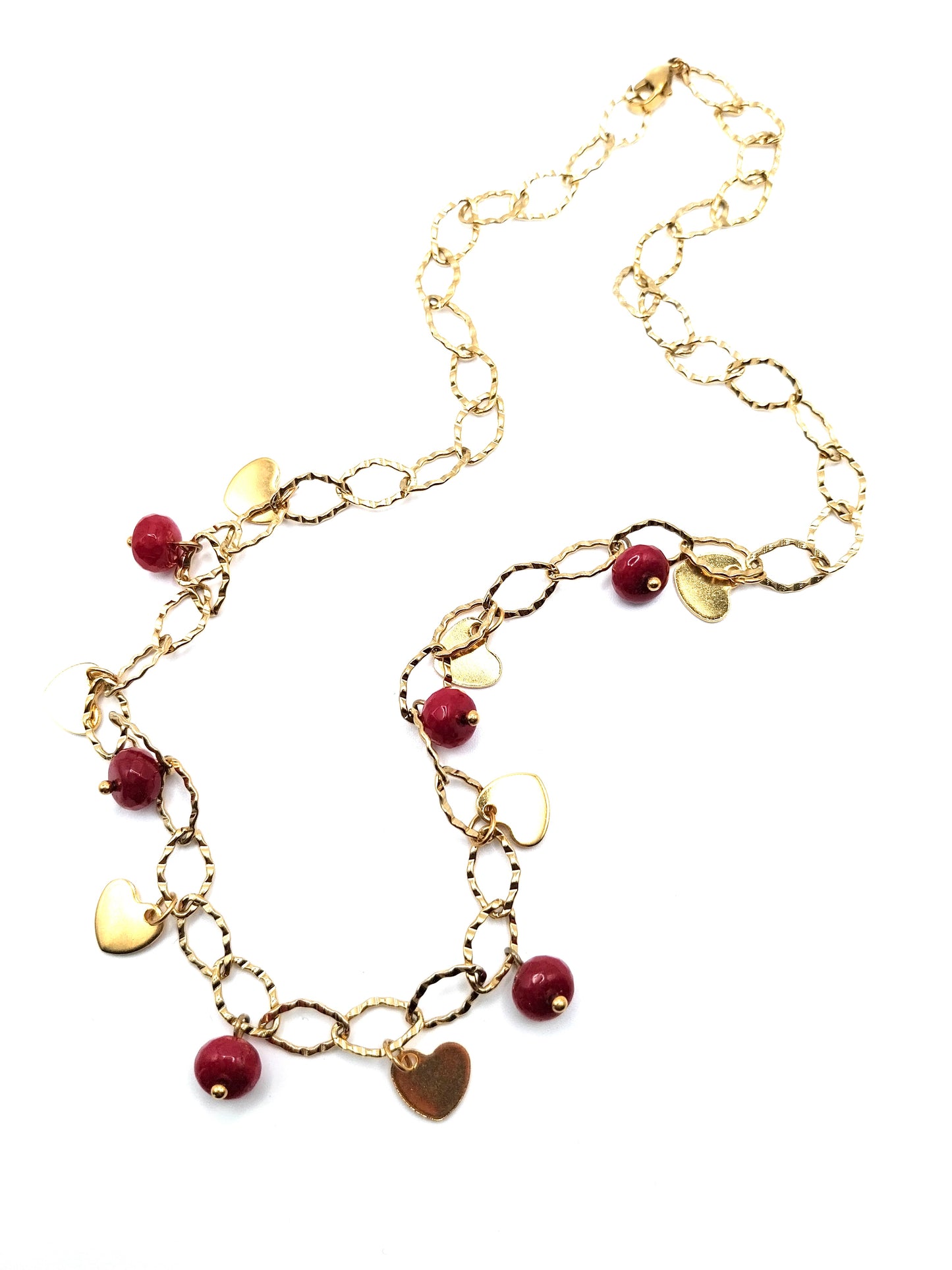 Collier et boucles d'oreilles avec des cœurs en céramique