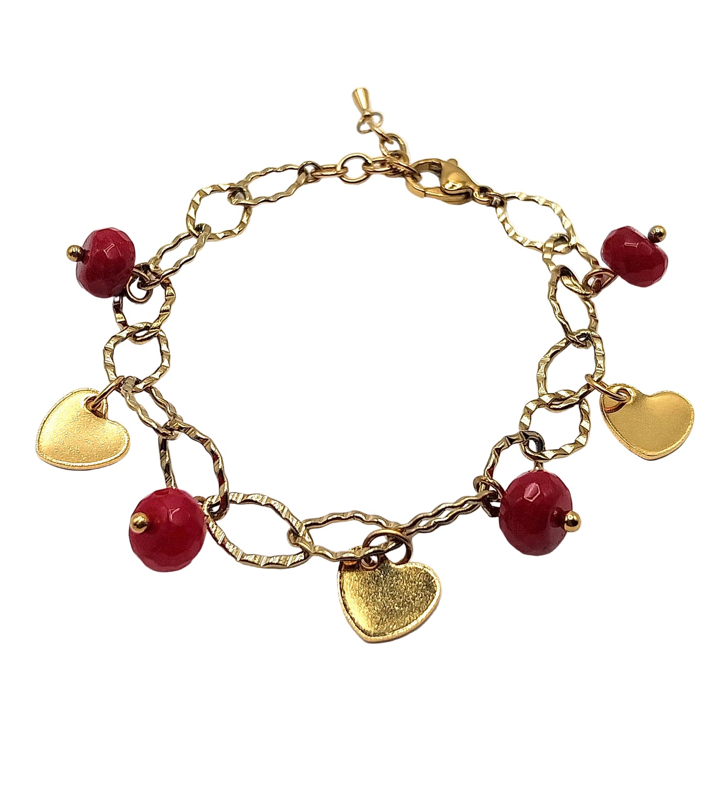 Collier et boucles d'oreilles avec des cœurs en céramique